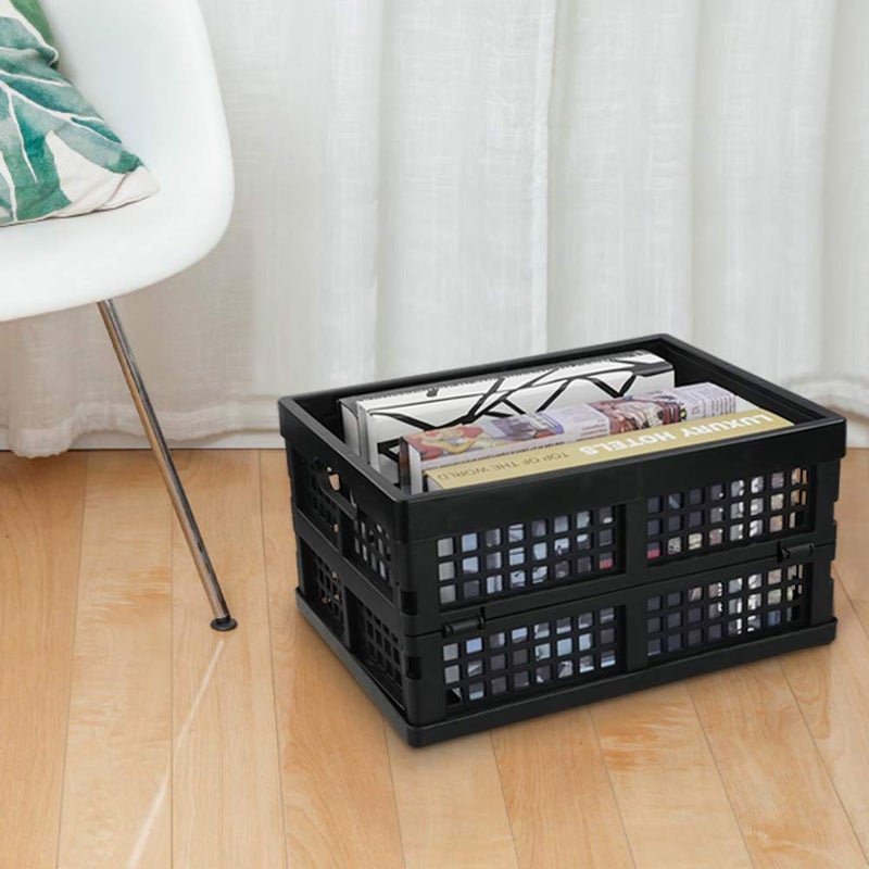 Utiao 16 Quart Collapsible Storage Crates 3 Packs, Black Folding Storage Bin Plastic Milk Crate - Image 5